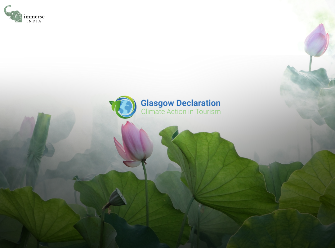 Sustainable Travel 10 The image displays the logo and name of the Glasgow Declaration on Climate Action in Tourism – Immerse India Tours